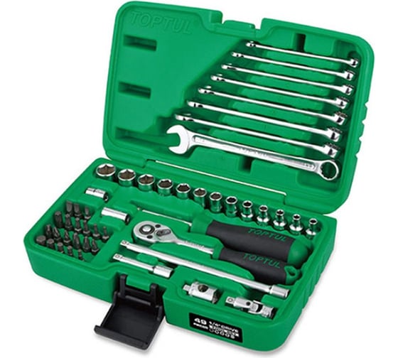 Набор головок и ключей TOPTUL 1/4" 12 гранные, 49 предметов GCAI4902