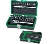 Набор головок и бит TOPTUL 1/4" 6-13 мм, 6 гранные, 27 предметов GADW2701