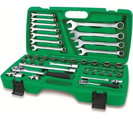 Набор головок и ключей TOPTUL 1/4", 1/2" 6 гранные, 42 предмета GAAI4201