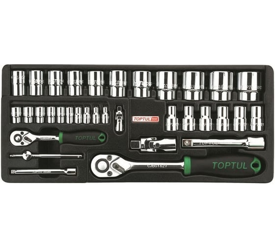 Набор-сет головок TOPTUL 1/4", 1/2" 6 гранные, 434x176 мм, 34 предмета GCAT3402 1