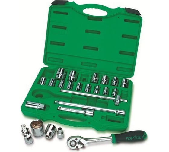 Набор головок TOPTUL 1/2" 8-32 мм, 6 гранные, 24 предмета GCAI2408 1