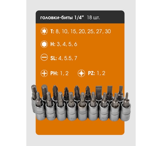 Набор инструментов в пластиковом кейсе FORSTIME 1/4", 3/8" 108 предметов FT-41082-5DS(57355)