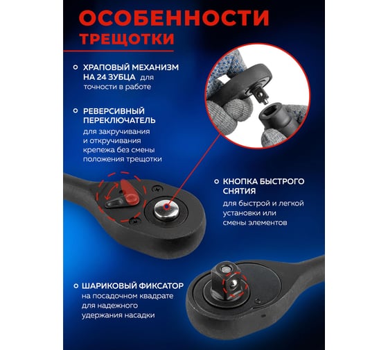 Набор инструментов Forsage 1/2" 6 гранные, 24 предмета F-4245B-5MPB(57605)