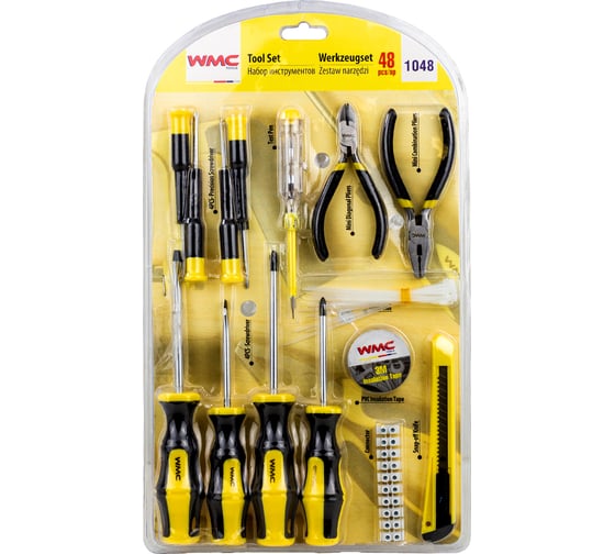 Набор инструментов для электрика WMC TOOLS 48пр., в блистере WMC-1048(48835)