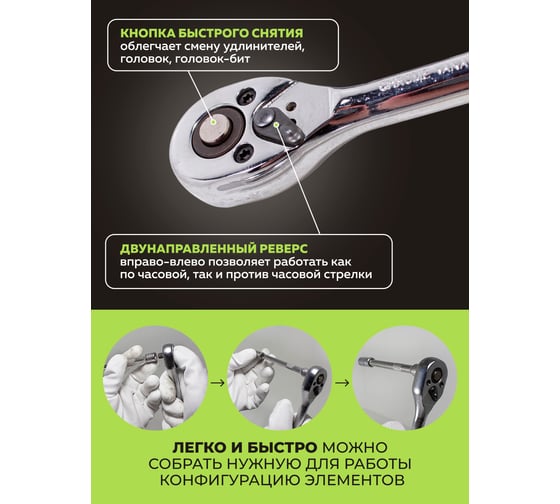 Набор инструмента ForsLine 1/4" 6-гранные, 4-14 мм, 46 предметов FL-2462-5(52221)