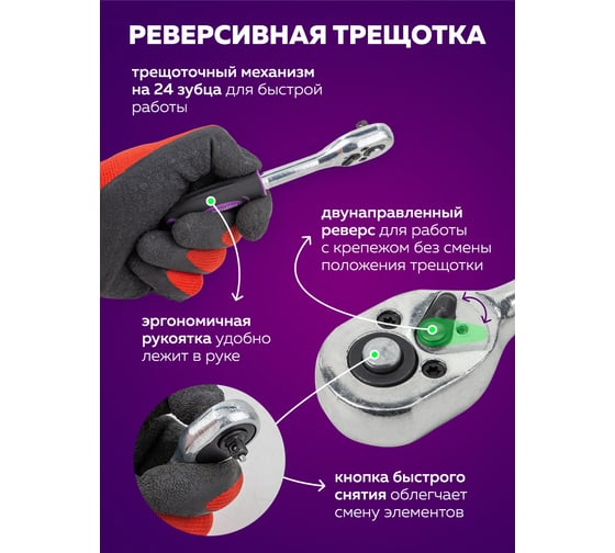 Набор инструментов Помощник 1/4" 6 гранные, 46 предметов 462-5(50805) 2462-5(50805)
