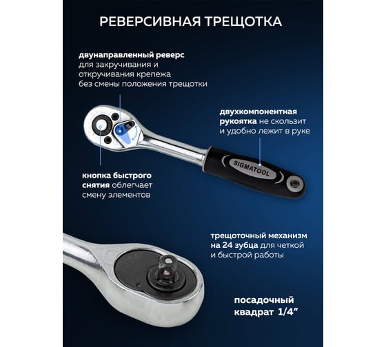 Набор инструмента SIGMATOOL 1/4" 46 предметов Sigmatool-2462-5(56888)