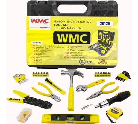 Набор инструментов WMC TOOLS 1/4" 6 гранные, 126 предметов WMC-20126(57307)