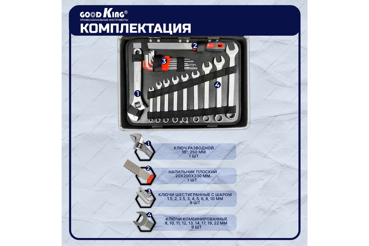 Профессиональный набор ручных инструментов в чемодане GOODKING 183 предмета  B-10127