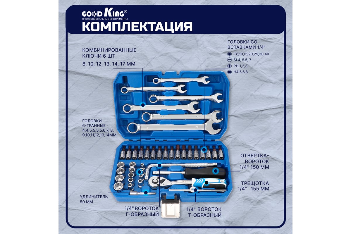 Набор инструментов для автомобиля GOODKING 42 предмета B-10042 - выгодная  цена, отзывы, характеристики, фото - купить в Москве и РФ