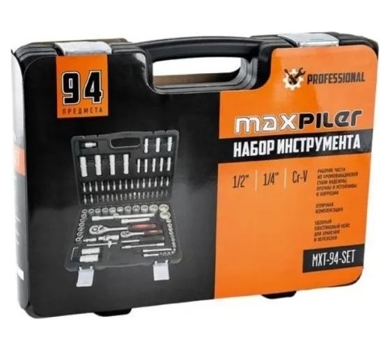 Набор инструментов P.I.T. 94 предмета, 1/2" и 1/4", CrV MXT-94-SET