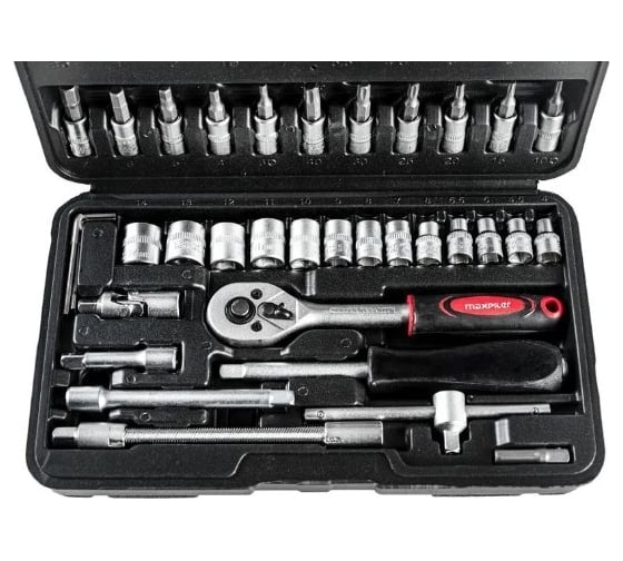 Набор инструментов P.I.T. 46 предметов, 1/4", CrV MXT-46-SET