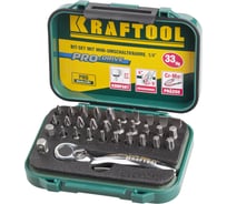 Набор бит с мини трещоткой 1/4" Kraftool EXPERT 33 предмета 26157-H33 15512775