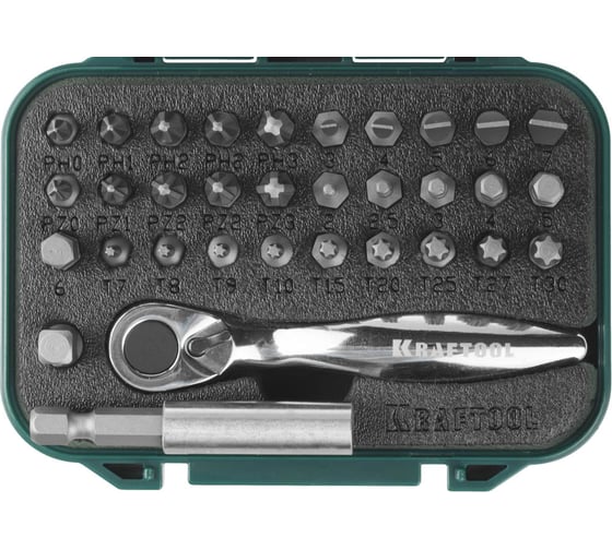 Набор бит с мини трещоткой 1/4" Kraftool EXPERT 33 предмета 26157-H33