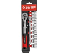 Набор "МАСТЕР": торцовые головки 3/8" на пластиковом рельсе, трещотка, удлинитель, Cr-V, 10-19мм, 12 предметов 27646-H12