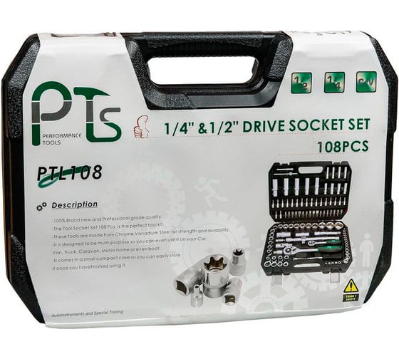 Набор инструментов AIST 108 предметов 4-32 мм 1/4" 1/2" 6-гр PTL108 00-00023508