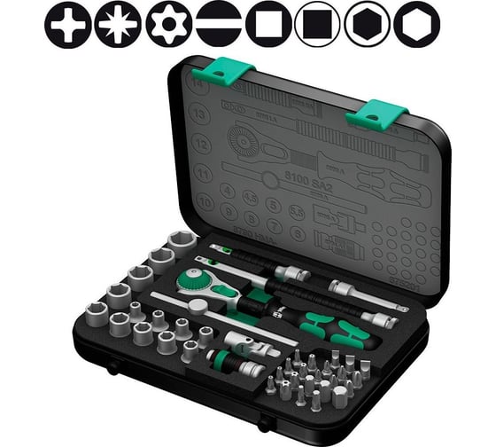Набор трещоток Zyklop Speed WERA 8100 SA 2 1/4" с насадками 42 шт. 003533