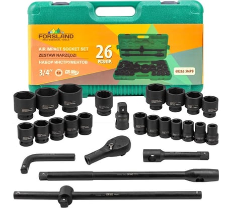Набор инструментов ударных Forsland 26пр. 3/4" (6гр.) Forsland-68262-5MPB(57871)