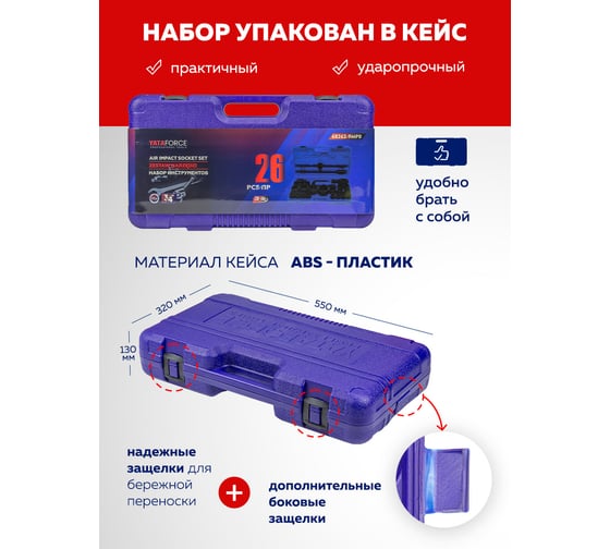 Набор инструментов YATAFORCE ударных 26пр. 3/4" (12гр.) YF-68262-9MPB(57689)