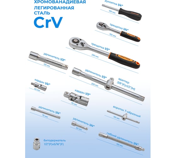 Набор инструментов Partner 82пр. 1/4'', 1/2'' PA-4821-5(51985)