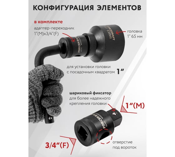 Набор инструментов Forcekraft 15пр. 3/4", 1" (12гр.) FK-6154-5MPB(58241)