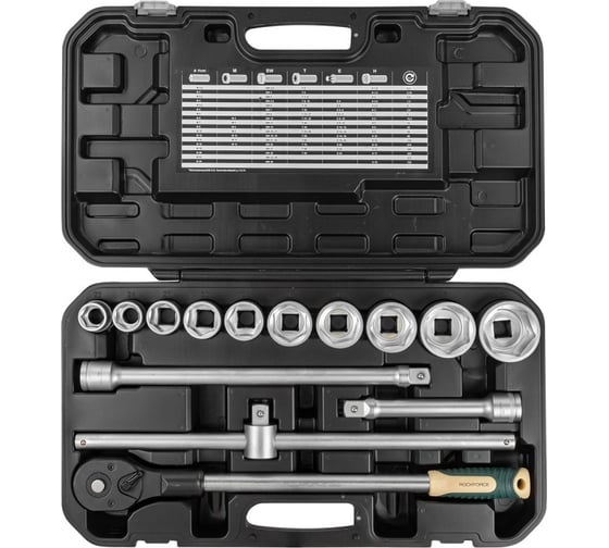Набор инструментов Rockforce 14 предметов 3/4"(6граней)(22,24,27,30,32,36,38,41,46,50мм) RF-6151-5(57306)