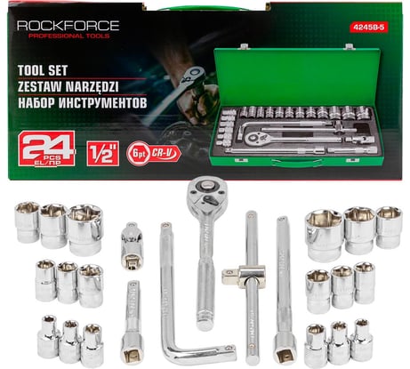 Набор инструментов Rockforce 24 предмета 1/2" (6граней) RF-4245B-5(57881)