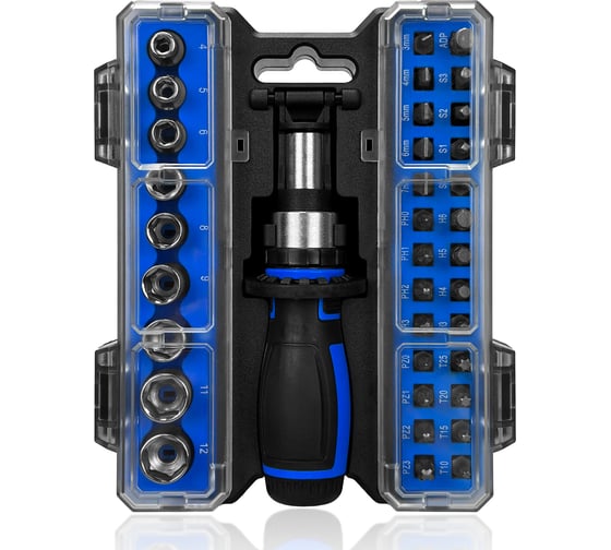 Набор бит vertextools 36 предметов, держатель реверсивный, головки 0033-36