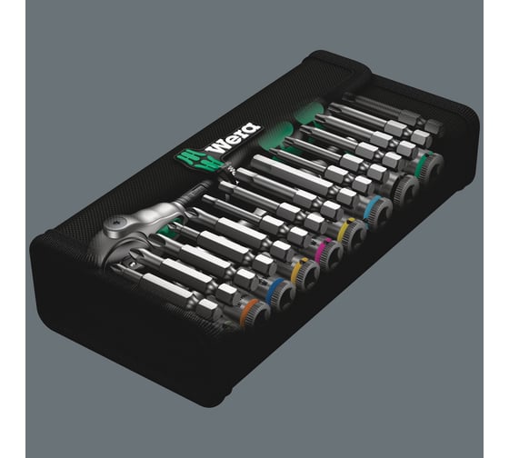 Набор инструмента WERA 8100 SA 6 Zyklop Speed с трещоткой 1/4", битами, головками, метр., 28 шт WE-004016