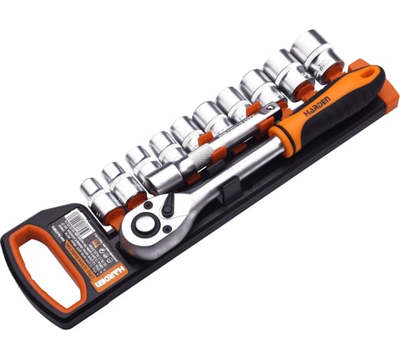 Набор торцевых головок HARDEN CRV 12 пр., 1/2'' с трещоткой 510016