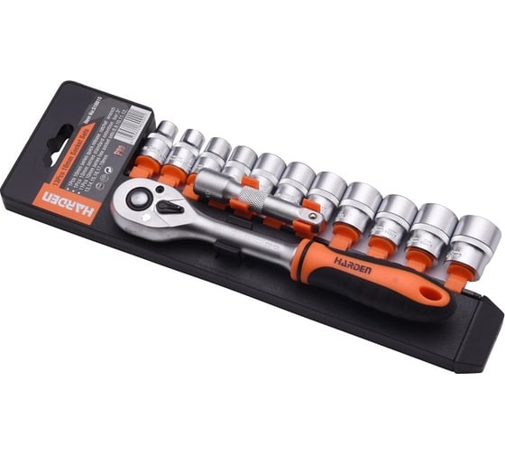 Набор торцевых головок HARDEN CRV 13 пр., 3/8'' с трещоткой 510015