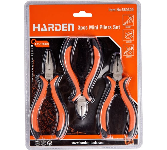 Набор шарнирно-губцевого инструмента HARDEN для точных работ, 3 предм. 560309