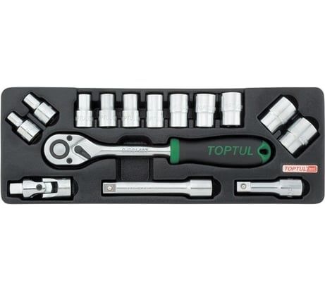 Набор-сет головок TOPTUL 1/2", 8-24мм, 15предметов, 6 граней GCAT1502