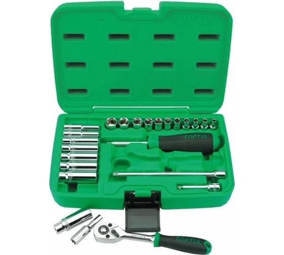 Набор головок TOPTUL 1/4", 4-13мм, 24 предмета, 6граней GCAI2403