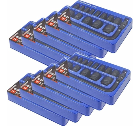 Набор головок ударных Forcekraft 15пр. 1/2",(6-гр.) (10,12, 13, 14, 15, 17, 19, 21, 22, 24, 27, 30, 32мм) в ложементе" FK-4159K ( 10 K-T )(58570) FK-4159K / 10 K-T /(58570)