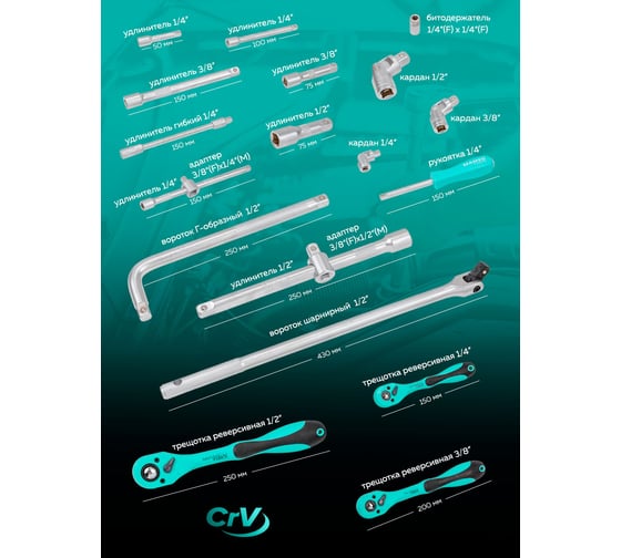 Набор инструментов MAMEDFORCE 142пр. 1/4", 1/2" MF-41421-5(57363)