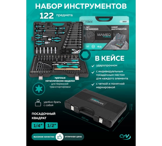 Набор инструментов MAMEDFORCE 122пр MF-38901(57723)