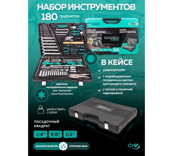 Набор инструментов MAMEDFORCE (3 комплекта) PROFI 108пр. 1/4",1/2"(6гр)(4-32мм) MF-41082-5 ( 3 K-T )(58575) MF-41082-5 / 3 K-T /(58575)