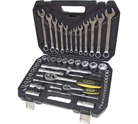 Набор инструмента ЭВРИКА 1*4"&1*2", DR, 6-гранный, 61 предмет ER-80061