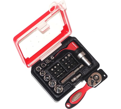 Мини набор бит и головок NIKONA с трещоткой, из S2 стали, 4-13мм, в пластиковом ящике, 30пр 88-510