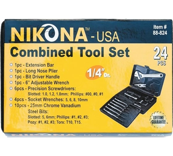 Мини набор слесарных инструментов NIKONA в пластик. коробке, 24пр 88-824