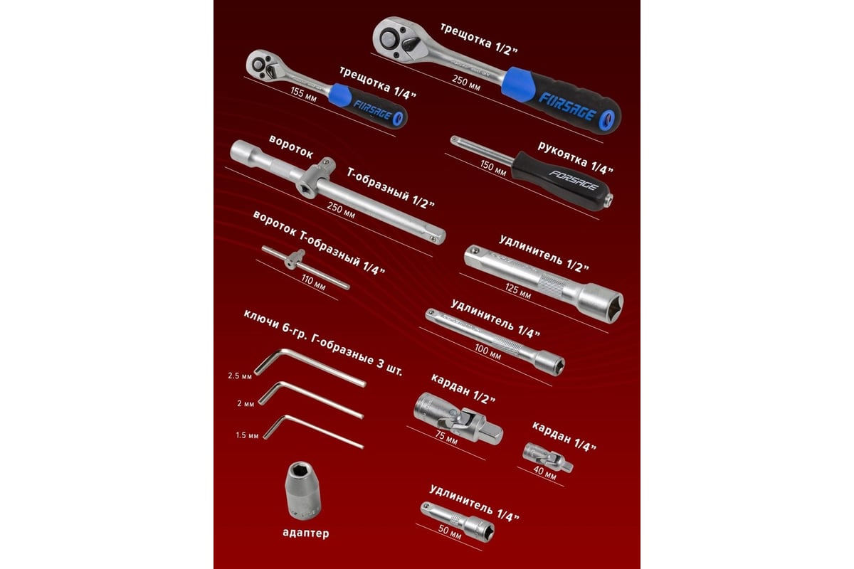 Набор инструмента Forsage 108 предметов F-41082-5 - выгодная цена, отзывы,  характеристики, фото - купить в Москве и РФ