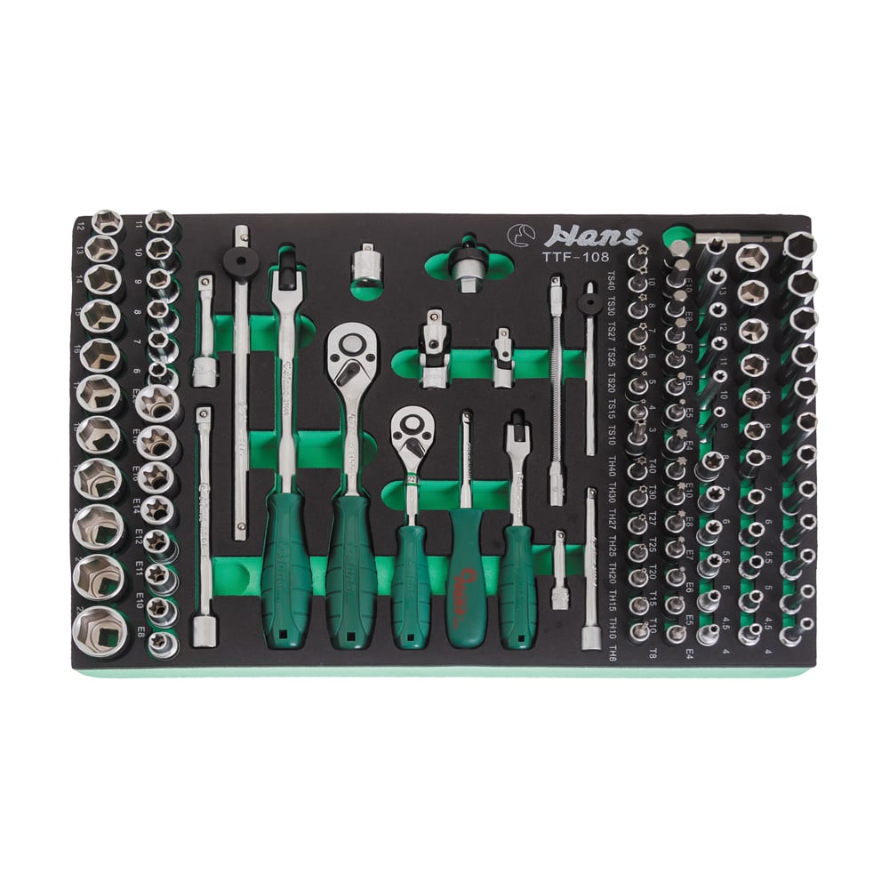 Набор бит, торцевых головок и аксессуаров Hans на 1/4", 3/8", 108 ...