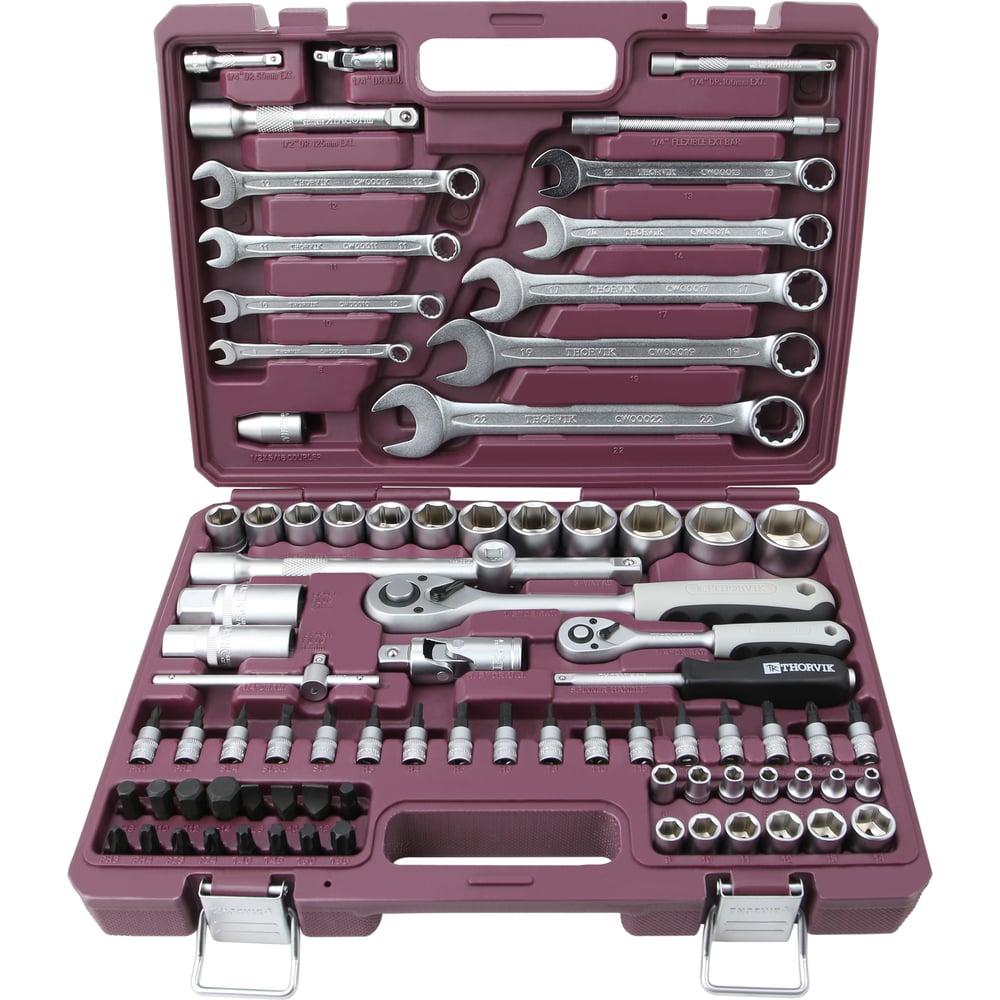 Универсальный набор инструмента THORVIK TS082 1/4", 1/2DR, 82 предмета ...
