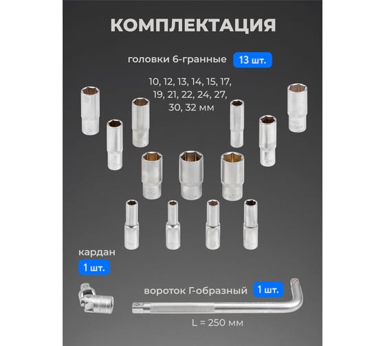 Набор глубоких головок Forsage 15 предметов F-4157(58290)