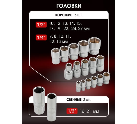 Набор инструментов BaumAuto в пластиковом кейсе (60 предметов) BM-4602-5(58802)