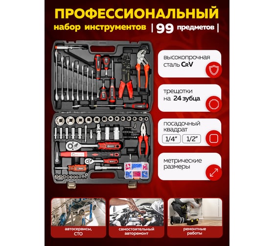 Набор инструментов Forcekraft 99пр. 1/4", 1/2" FK-4992-5(58254)