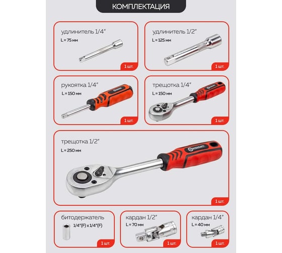 Набор инструментов Forcekraft 99пр. 1/4", 1/2" FK-4992-5(58254)