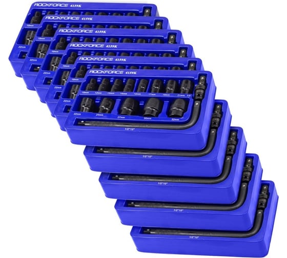 Набор головок ударных 15пр. Rockforce (10 комплектов) 1/2" (6-гр.) (10,12, 13, 14, 15, 17, 19, 21, 22, 24, 27, 30, 32мм) в ложементе RF-4159K ( 10 K-T )(58579) RF-4159K / 10 K-T /(58579)