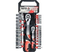 Набор торцовых головок YATO 1/4 1/2 10-24мм, биты, трещотки, удлинители, кардан, переходник 51 пр. YT-38680